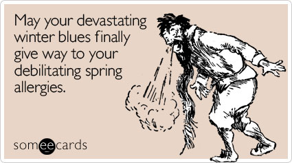 someecards.com - May your devastating winter blues finally give way to your debilitating spring allergies