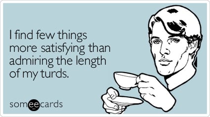 someecards.com - I find few things more satisfying than admiring the length of my turds