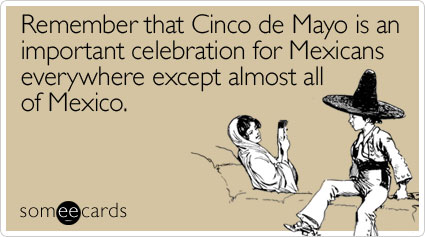 someecards.com - Remember that Cinco de Mayo is an important celebration for Mexicans everywhere except almost all of Mexico