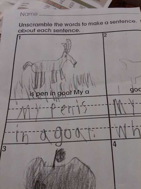 7 new unintentionally inappropriate test answers from young children.