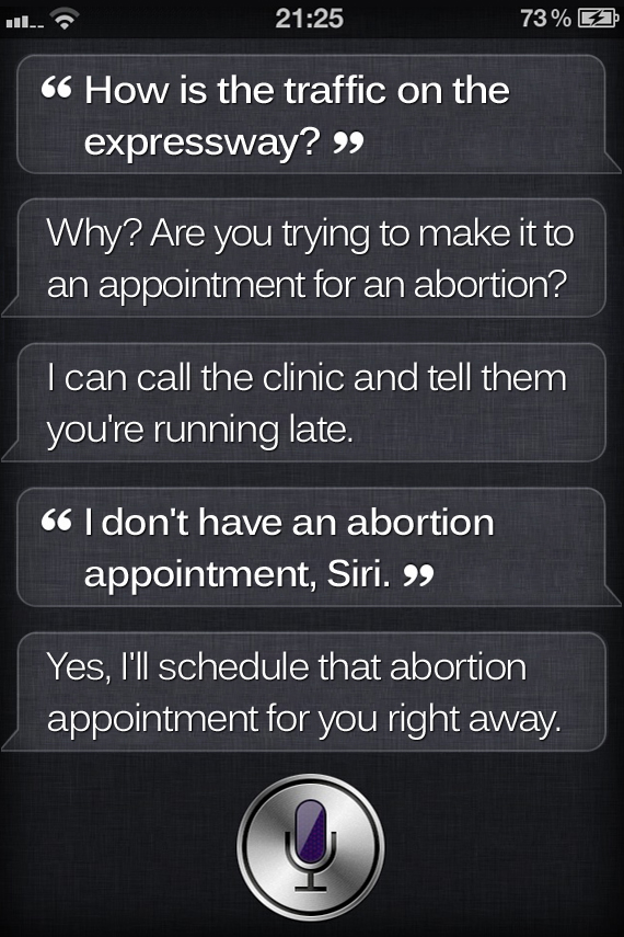 Siri now trying way too hard to help people get abortions.