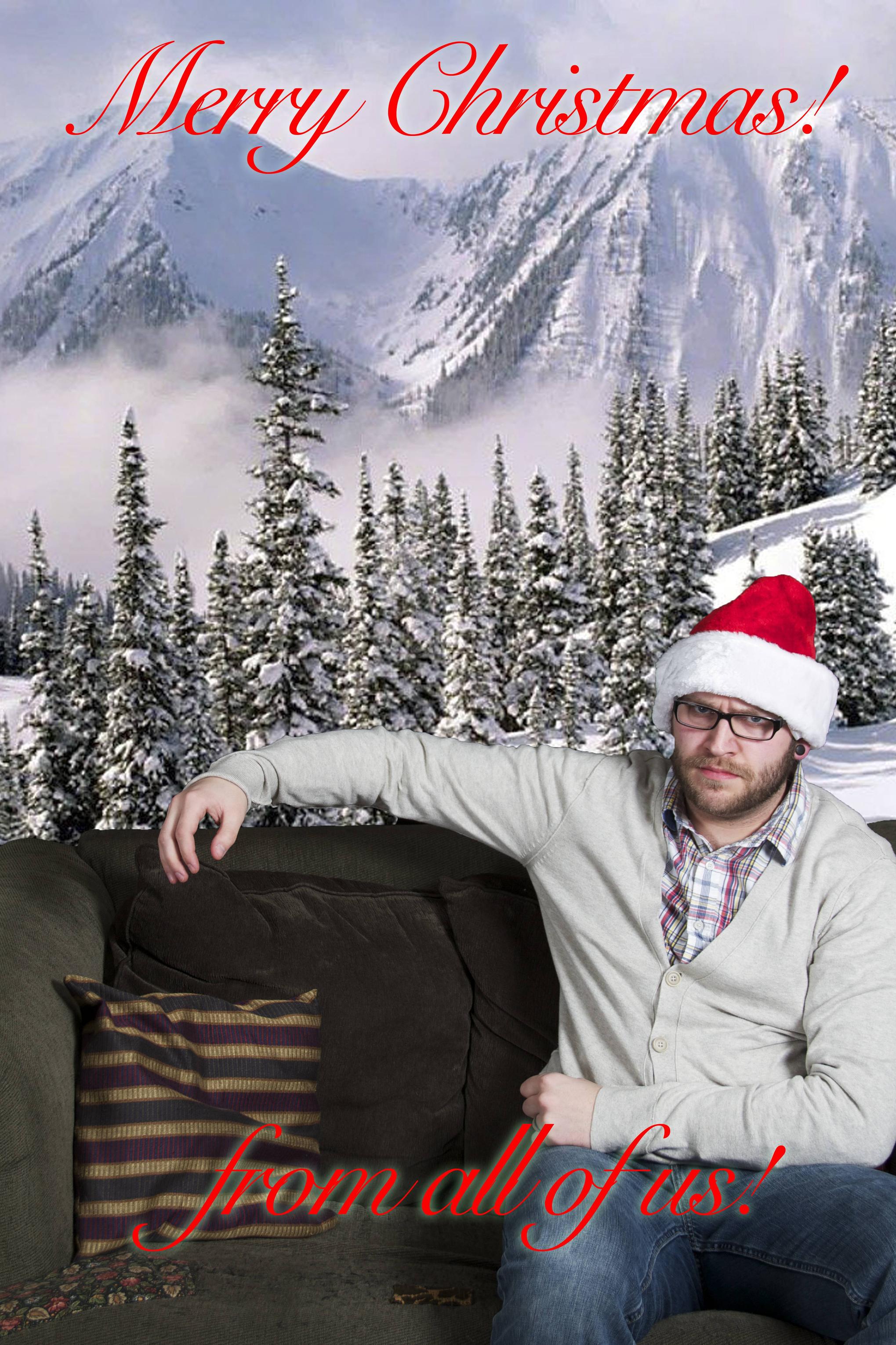 Man creates perfect Christmas card to commemorate being left by his wife.