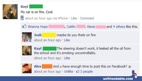 7 more examples of Facebook status updates posted at wildly inappropriate moments.