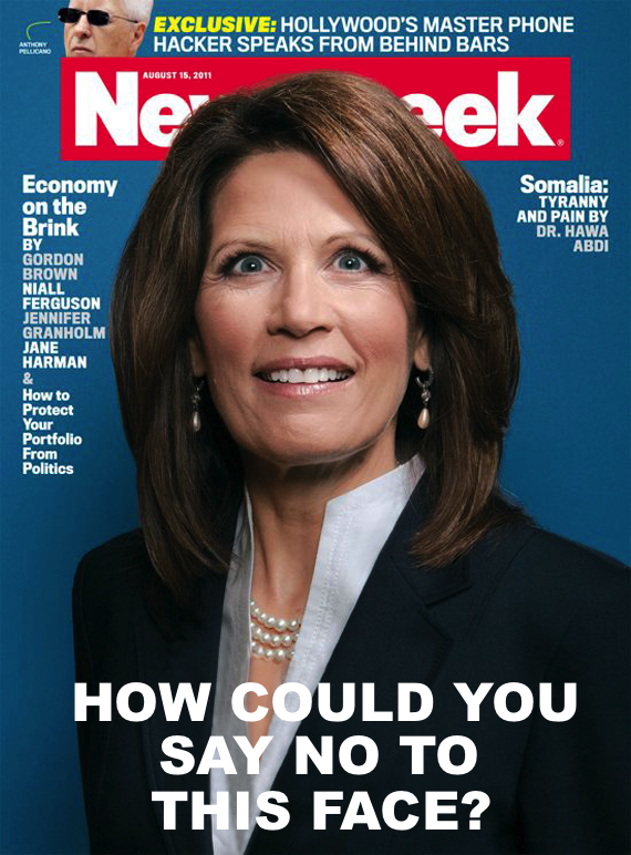 Possible Newsweek covers in response to Michele Bachmann suspending her campaign.