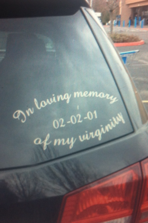 How to let every other driver know you've had sex at least once.
