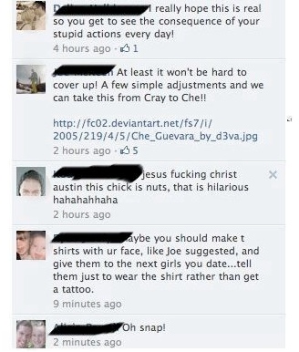 Amazingly awful tattoo leads to amazingly public Facebook breakup.