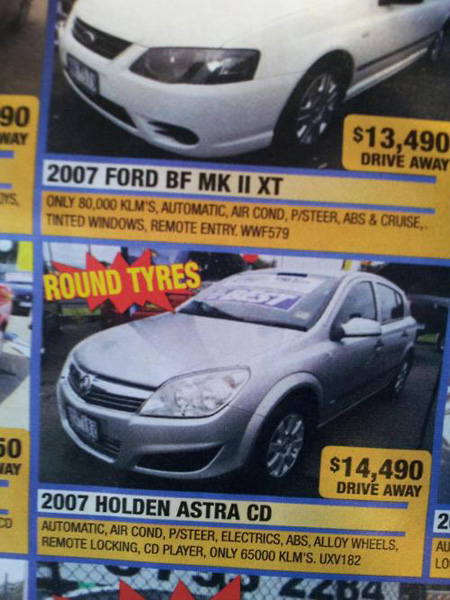 Used car ad not even trying anymore.