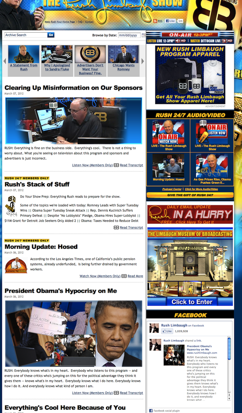 See the sole remaining advertiser on Rush Limbaugh's website.