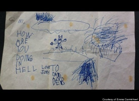 9 unintentionally threatening notes and drawings by children.