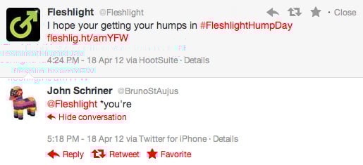 Man corrects grammar of artificial vagina on Twitter.
