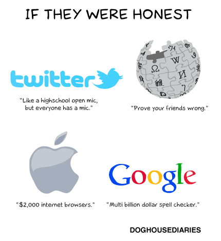 If corporate slogans were honest about the technology you use every day.
