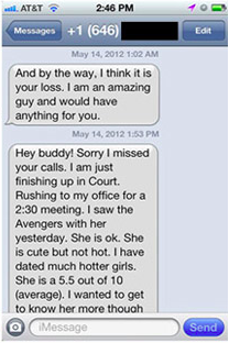 Text message rejection leads to passive-aggressive text message retaliation.