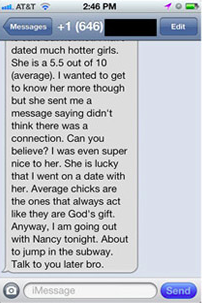 Text message rejection leads to passive-aggressive text message retaliation.