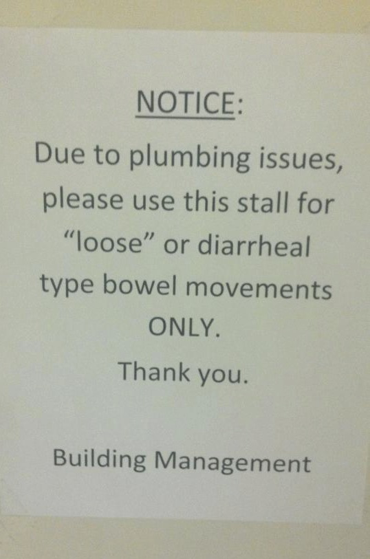 Bathroom sign imposes unbelievably bizarre restriction.