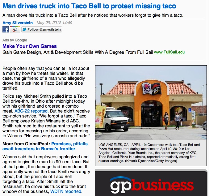 The worst possible way to react when someone screws up your fast-food order.