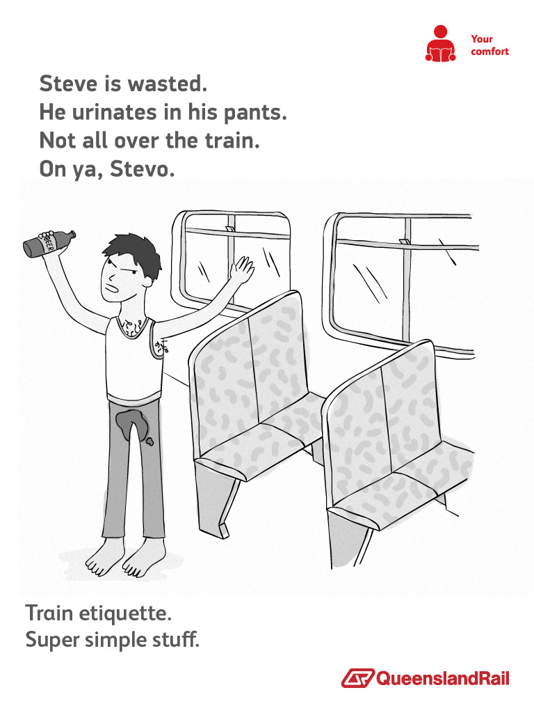 Brutally honest PSAs about public transportation etiquette.