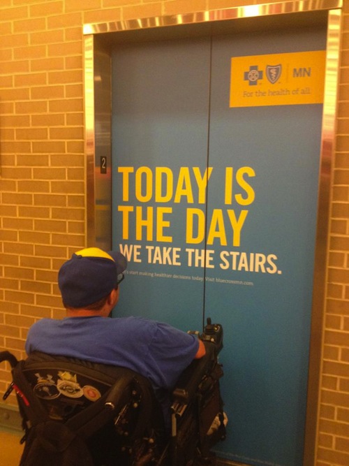 Elevator ad is unintentionally cruel to people who really need elevators.