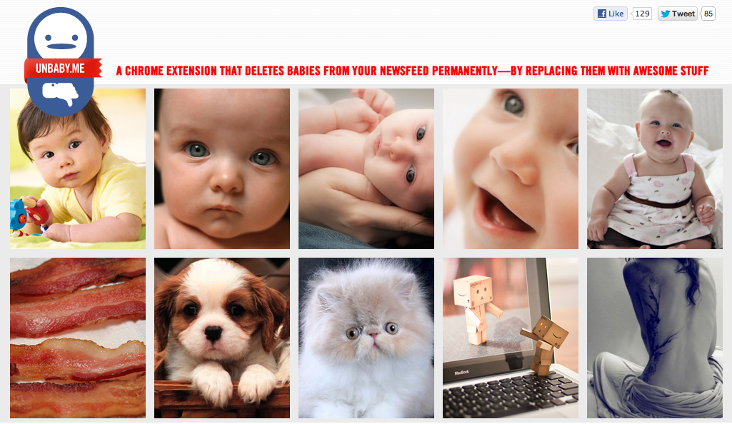 Important new app stops the deluge of your friends' baby pictures on Facebook.