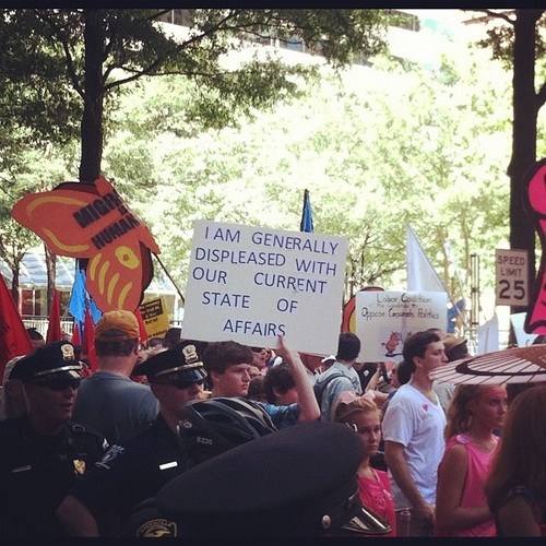 The most amusingly pointless protest sign of the Democratic National Convention.
