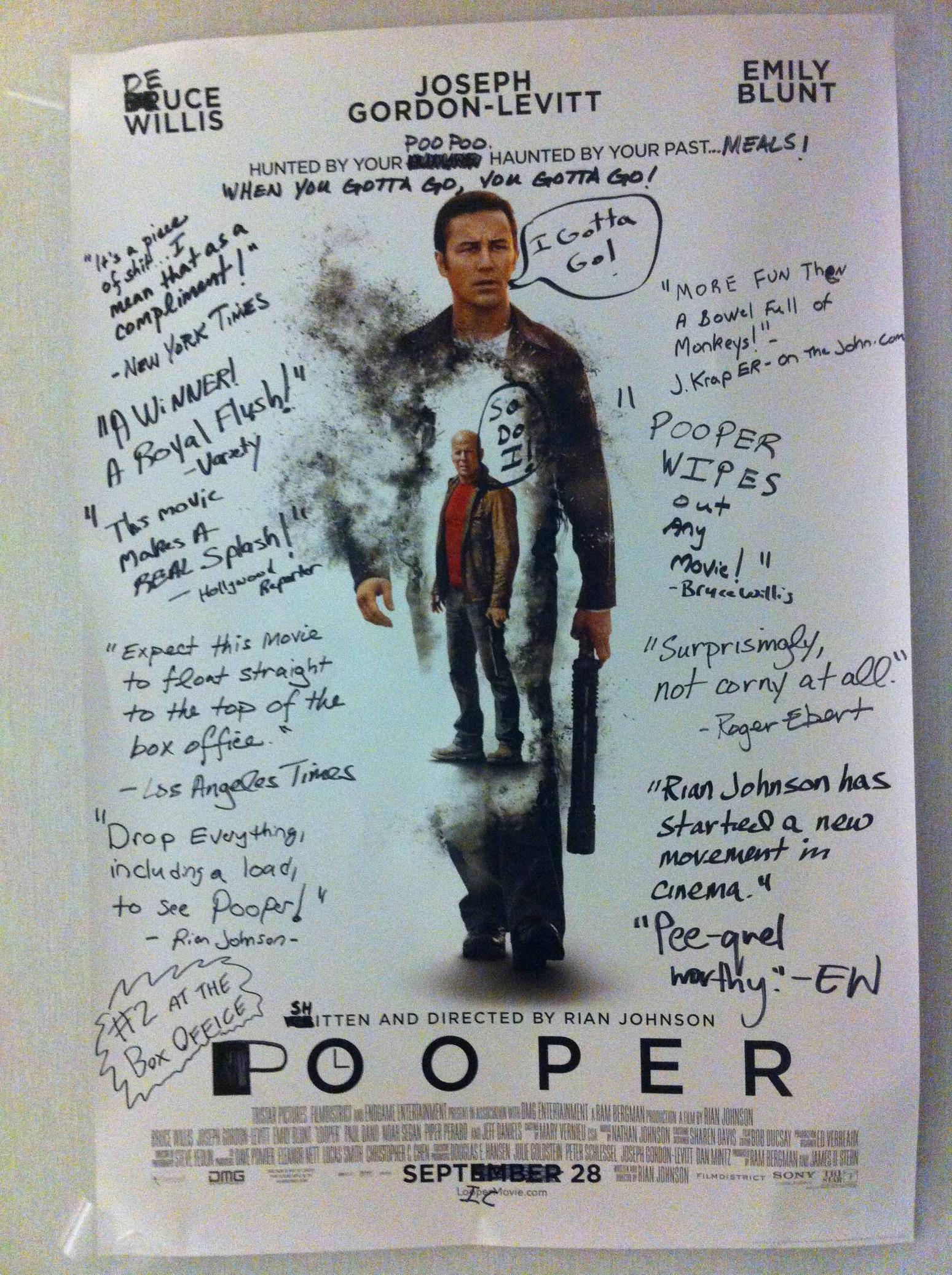 Why you should never advertise a movie in a public restroom.