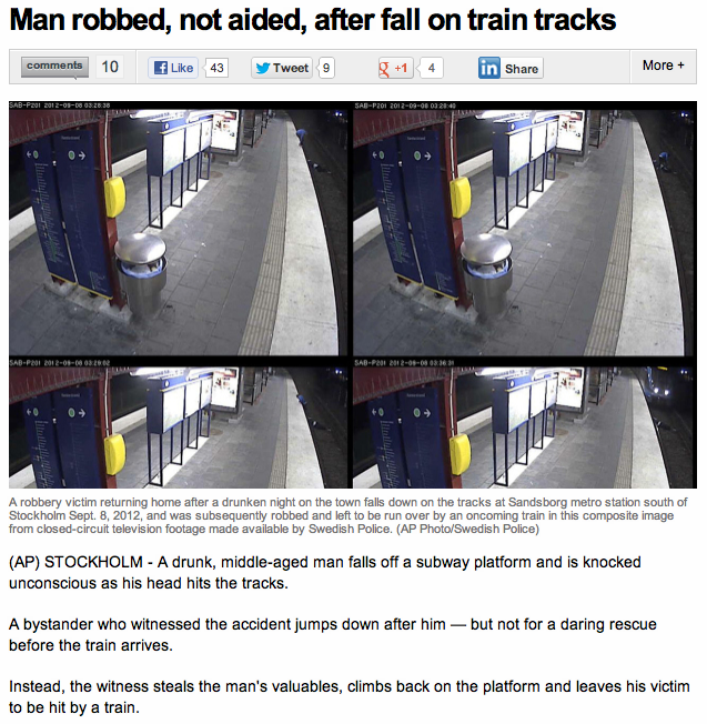 The least heroic act ever committed on subway tracks.