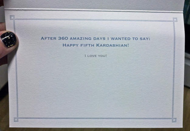 Couple has a very Kardashian celebration of their own anniversary.