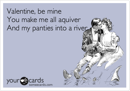 someecards.com - Valentine, be mine You make me all aquiver And my panties into a river
