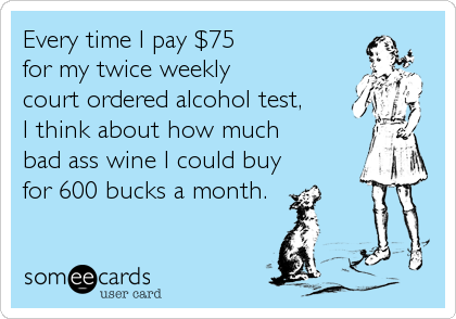 Every time I pay $75
for my twice weekly
court ordered alcohol test,
I think about how much
bad ass wine I could buy
for 600 bucks%2