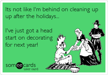 Its not like I'm behind on cleaning up
up after the holidays...
I've just got a head
start on decorating
for next year!