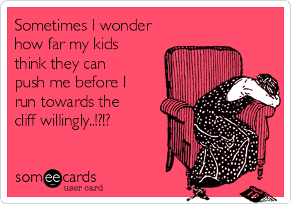 Sometimes I wonder
how far my kids
think they can
push me before I
run towards the
cliff willingly..!?!?