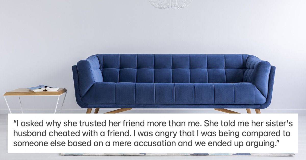 Husband told to sleep on the couch for 'hitting on' wife's friend; 'I