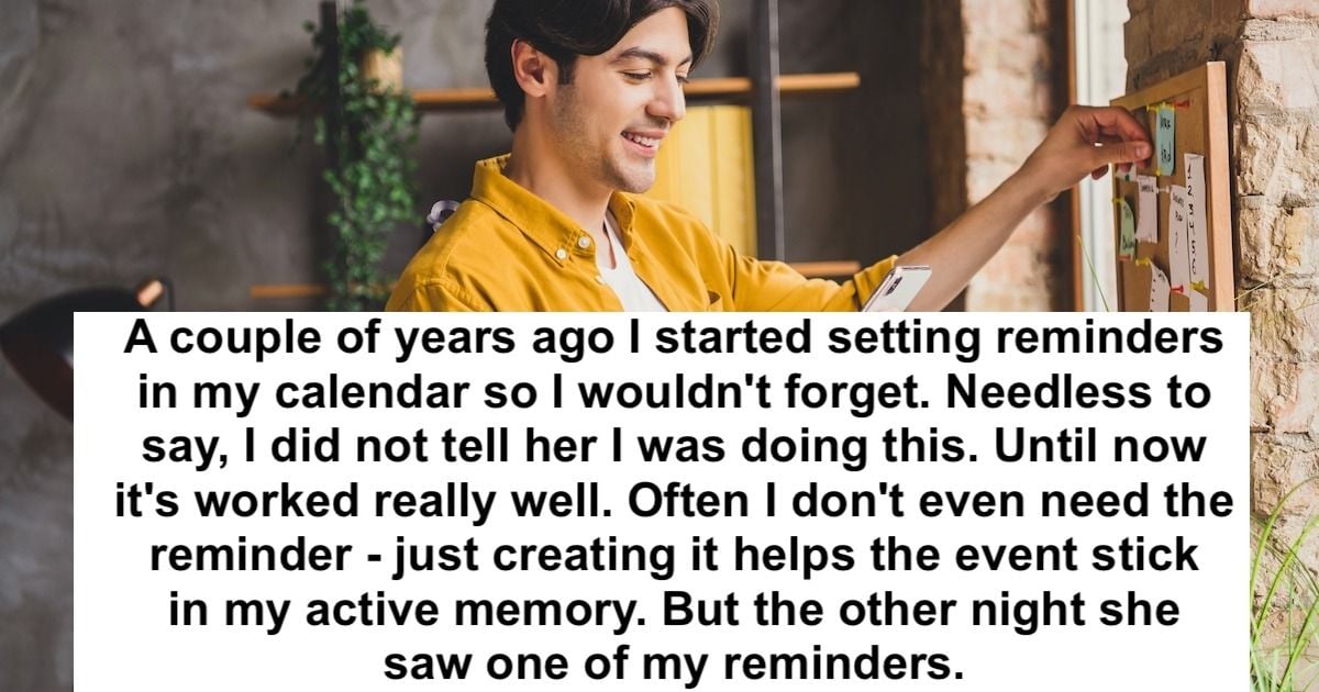 Husband sets calendar reminders to ask wife about her life she finds