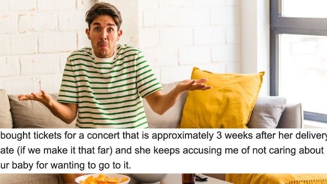 Husband asks if he's wrong for planning to go to a concert after wife gives birth.