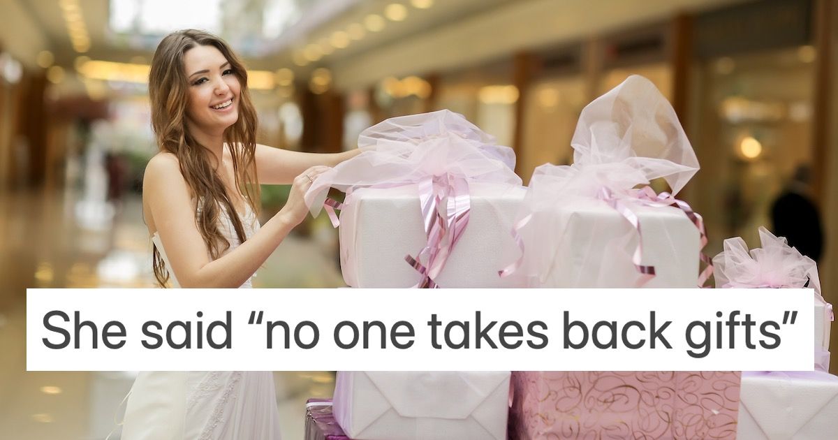 Uninvited wedding guest demands her gift back, but the bride refuses
