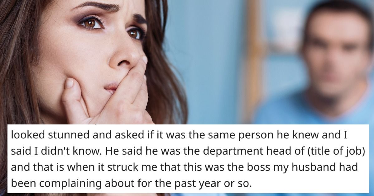 Woman finds out her husband's horrible boss is her ex-BF; husband ...