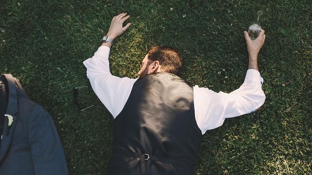 Groomsman from hell nearly ruins wedding, ends up passed out in hallway.