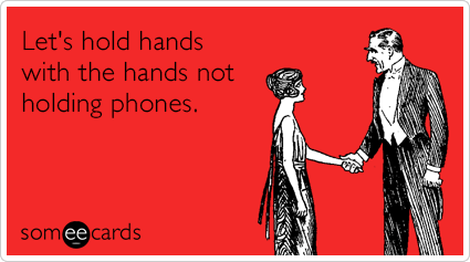 Let's hold hands with the hands not holding phones.