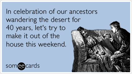 In celebration of our ancestors wandering the desert for 40 years, let's try to make it out of the house this weekend.