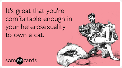 It's great that you're comfortable enough in your heterosexuality to own a cat.