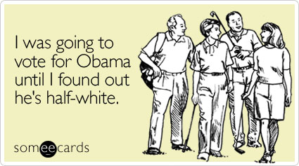 I was going to vote for Obama until I found out he's half-white