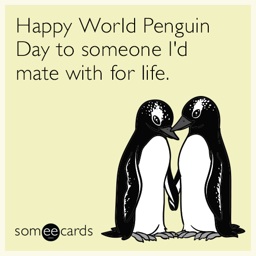 Happy World Penguin Day to someone I'd mate with for life.