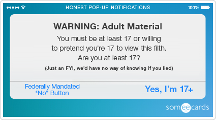 Honest Pop-Up Notifications: Porn warning.