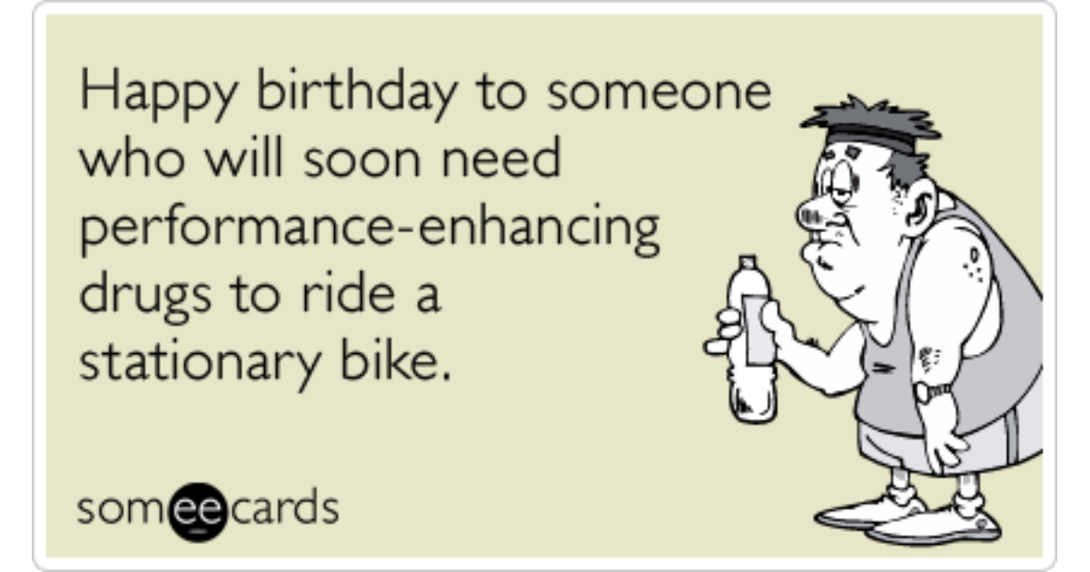 Lance Armstrong Birthday Exercise Bicycle Bike Funny Ecard Birthday Ecard