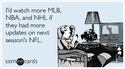 I'd watch more MLB, NBA, and NHL if they had more updates on next season's NFL