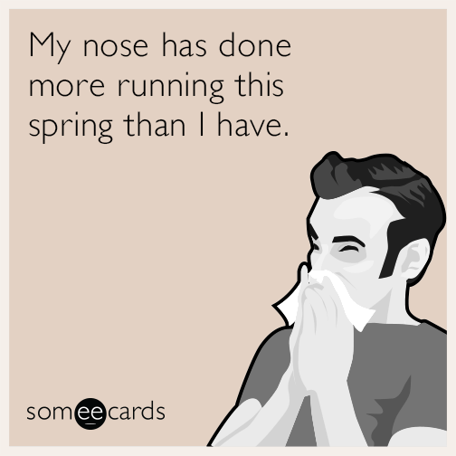 My nose has done more running this spring than I have.