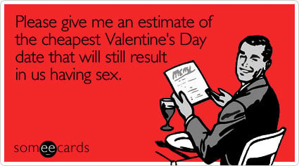 Please give me an estimate of the cheapest Valentine's Day date that will still result in us having sex