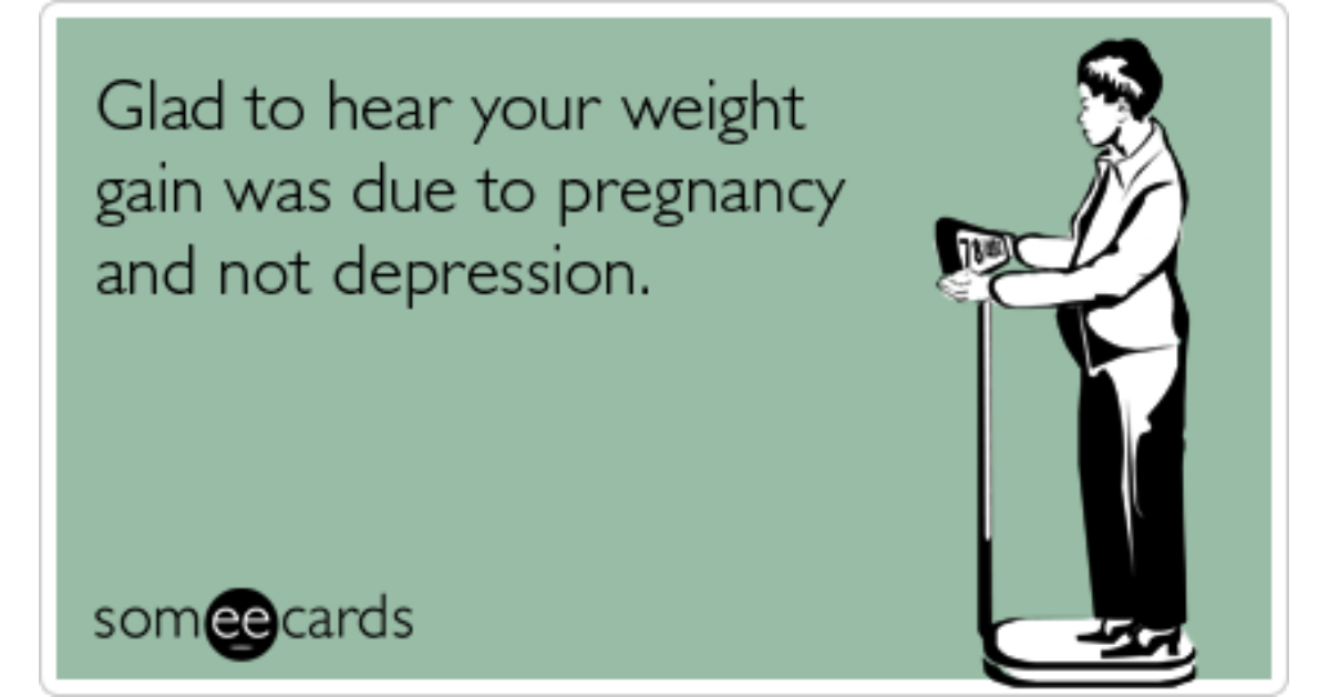 Pregnant Baby Depression Weight Gain Funny Ecard | Congratulations Ecard