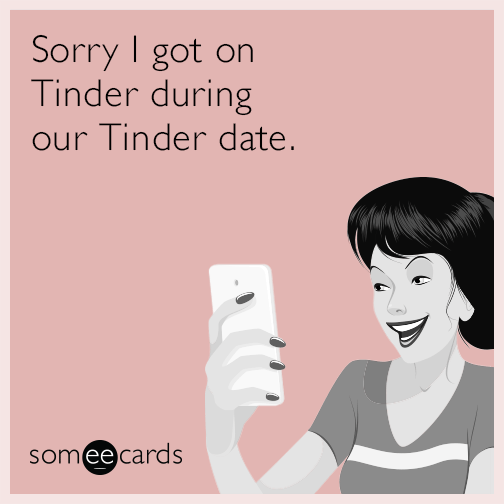 Woman using Tinder during a Tinder date is a weakness in the Tinder SWOT analysis