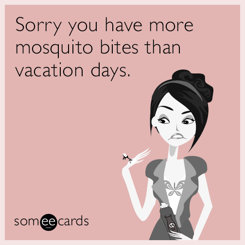 Sorry you have more mosquito bites than vacation days.