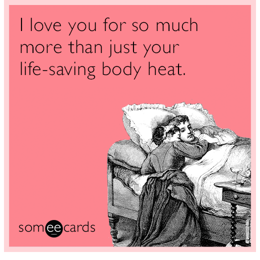 I love you for so much more than just your life-saving body heat.